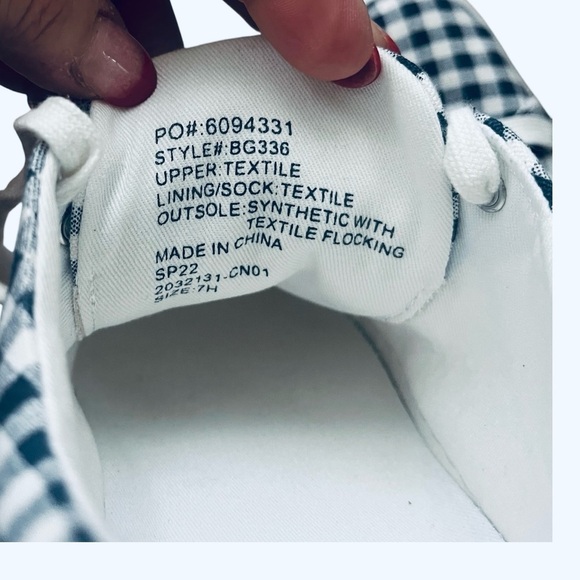 J.Crew casual walking Blue and White Gingham plaid canvas Sneakers Women’s 7.5 - Picture 8 of 16